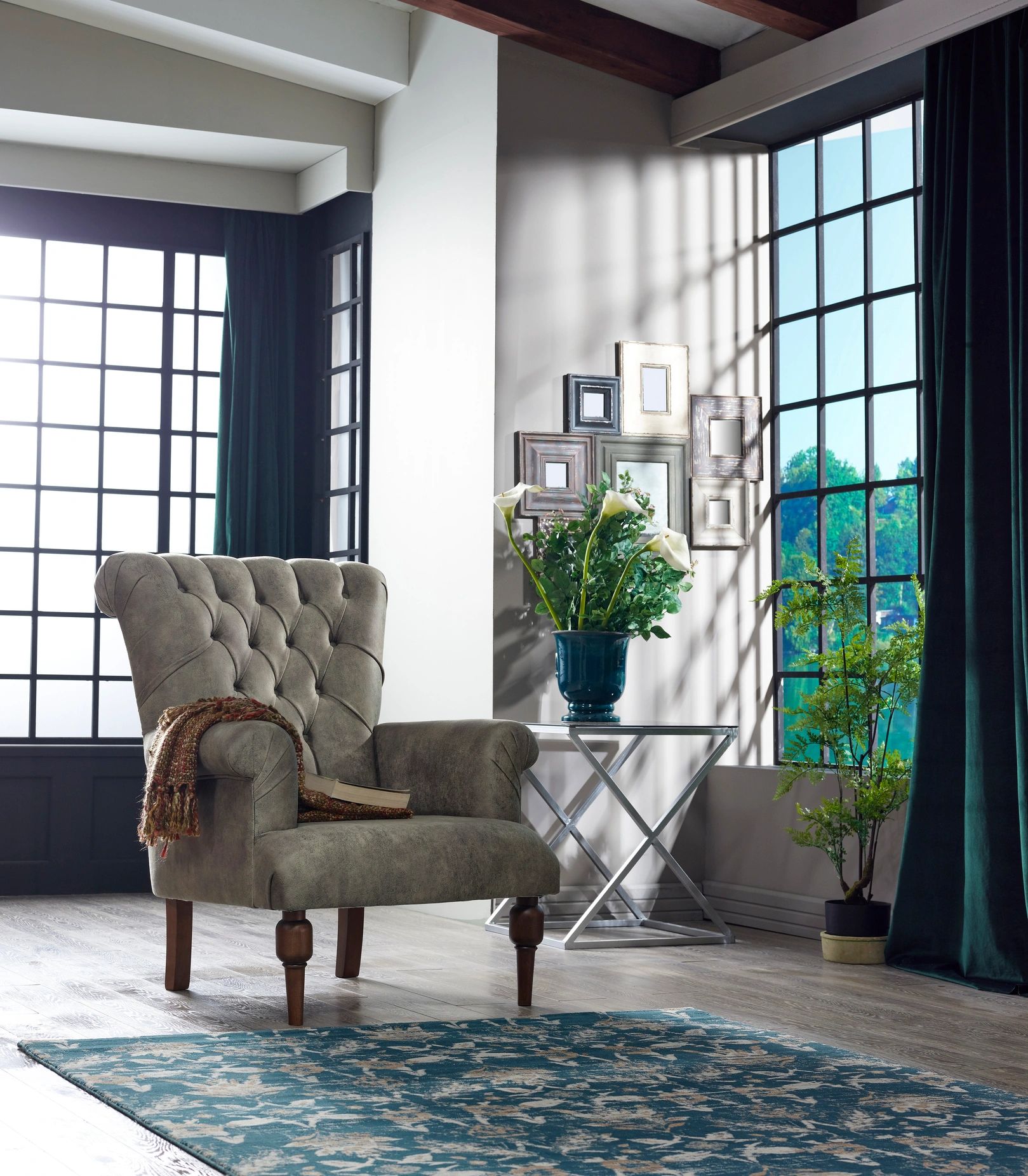 Custom upholstered seating in a modern interior